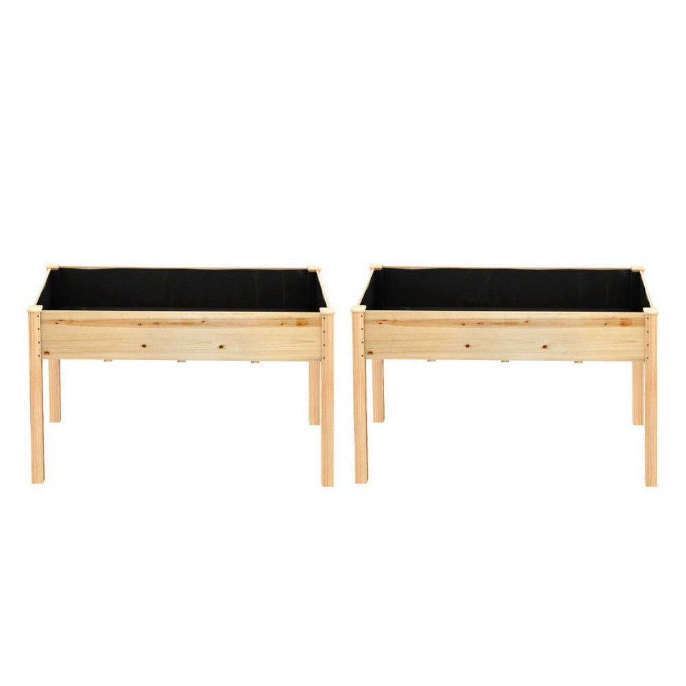 Green Fingers Wooden Raised Garden Bed 120x60x80cm Planter Box Natural