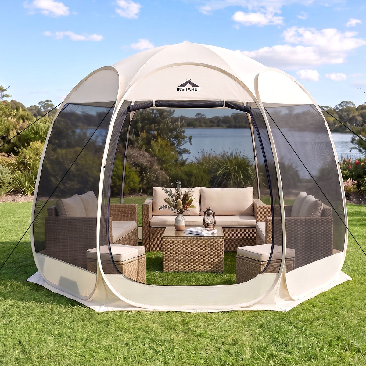Instahut Pop Up Gazebo Screen Tent 6 Person Mesh 2.7x1.35m
