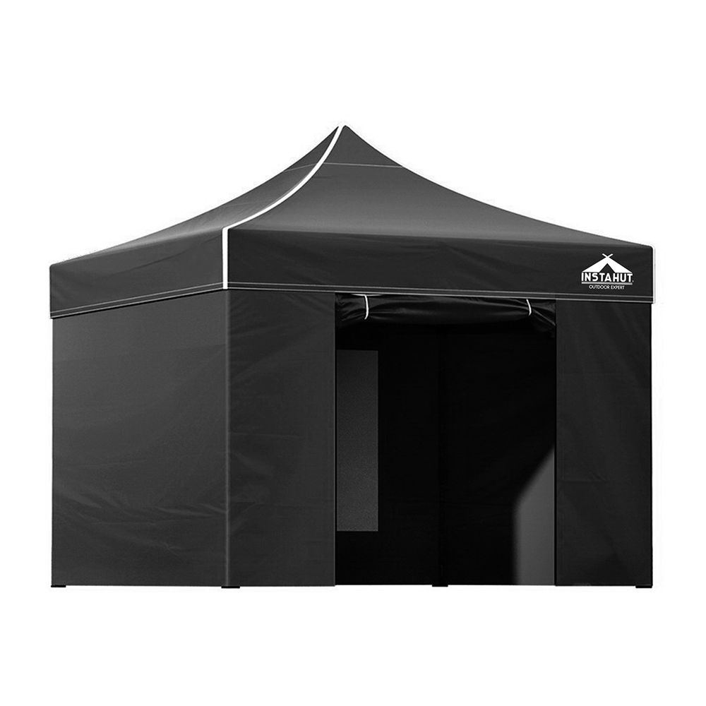 Instahut Gazebo 3x3 Pop Up Marquee Folding Tent Black