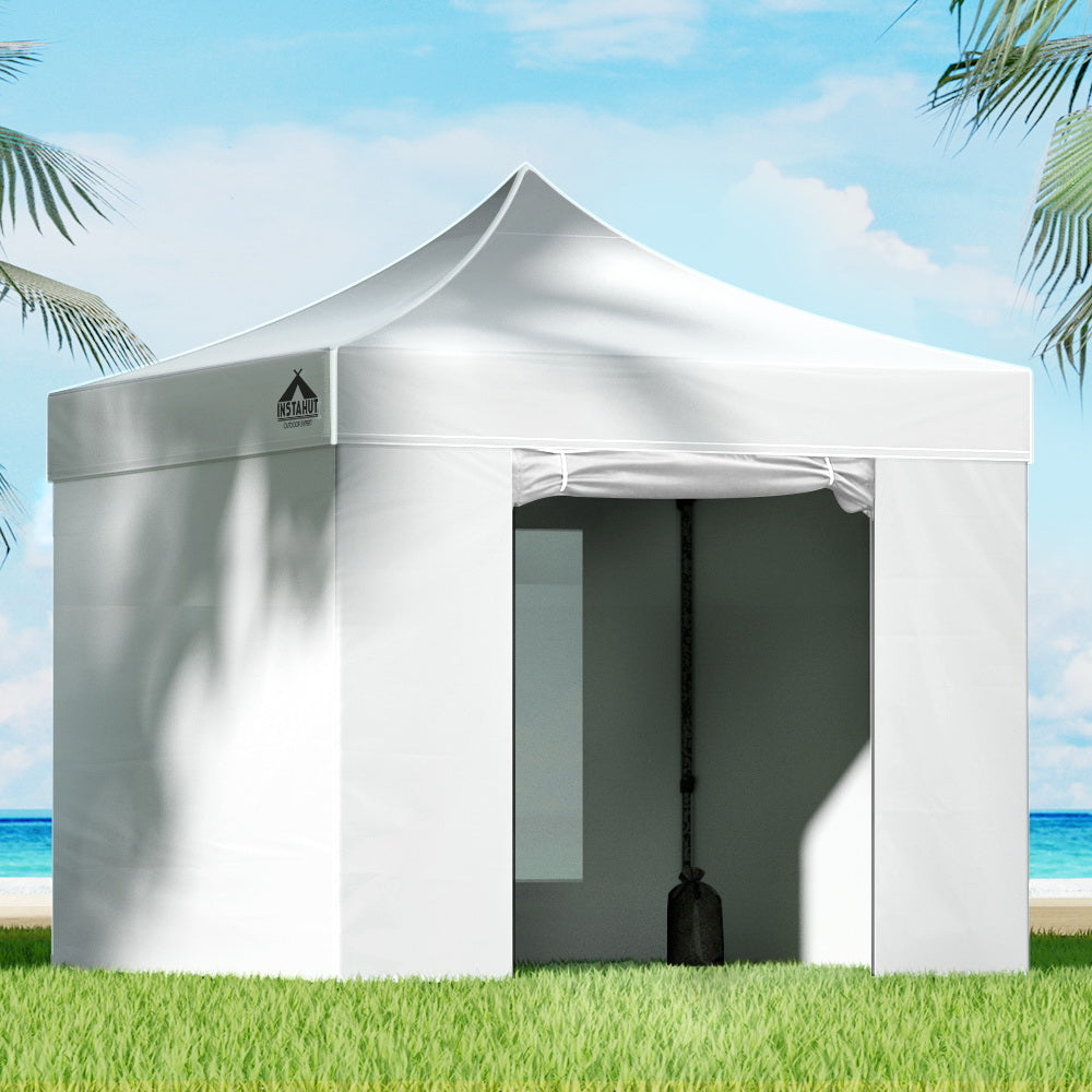 Instahut Pop Up Gazebo 3x3 Marquee Folding Tent White