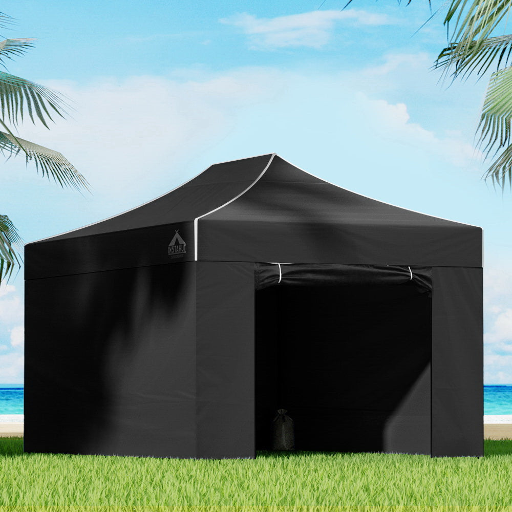 Instahut 3x4.5m Pop Up Gazebo 500D Black