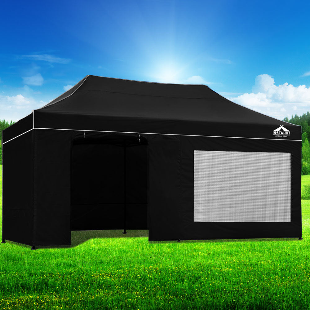 Instahut 3x6 Pop-Up Gazebo Marquee Tent Black