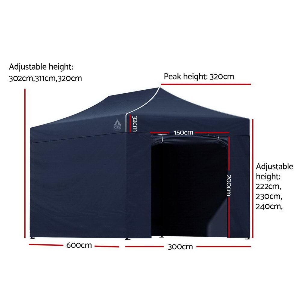 Instahut 3x6m Pop-Up Gazebo Tent 500D Oxford Navy