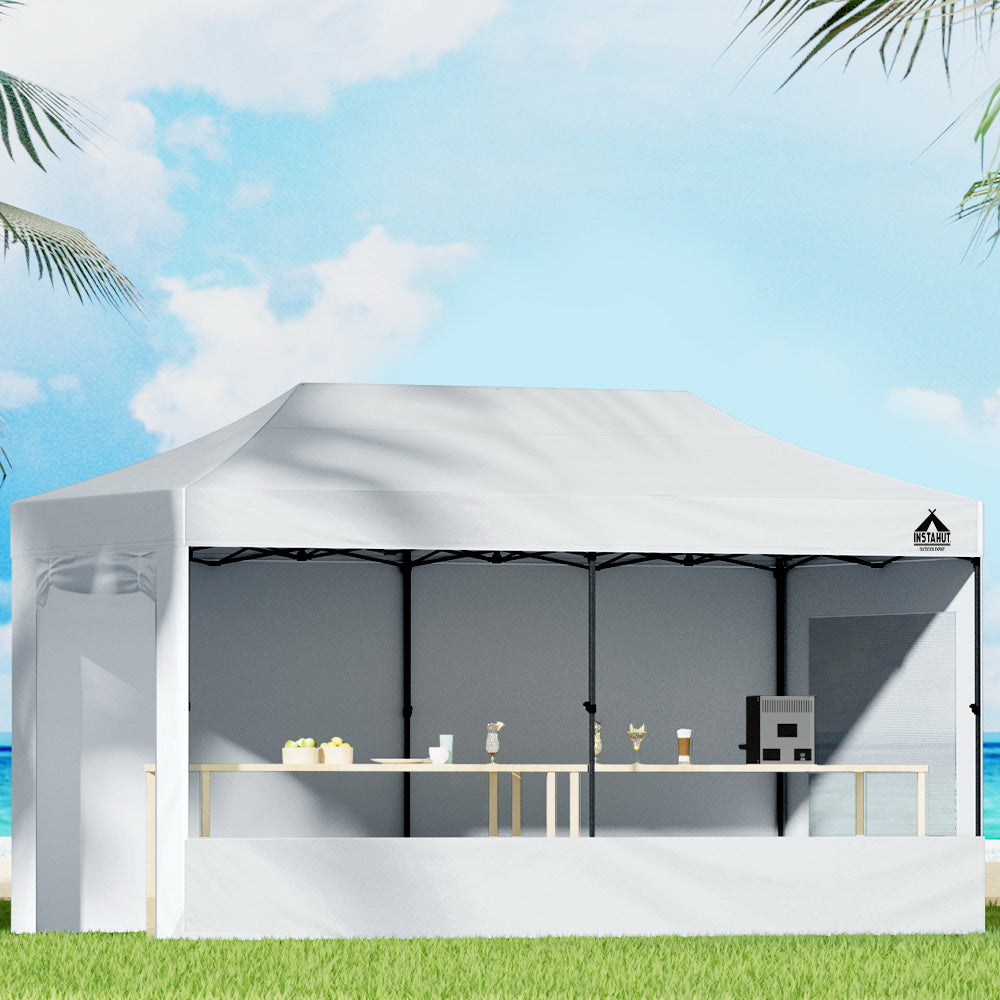 Instahut Gazebo Pop Up Marquee 3x6 Folding Tent White