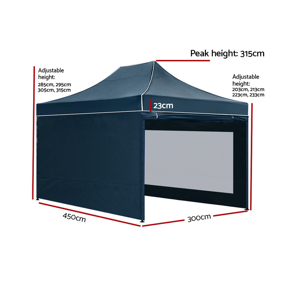 Instahut 3x4.5m Pop Up Gazebo Marquee Outdoor Canopy Navy
