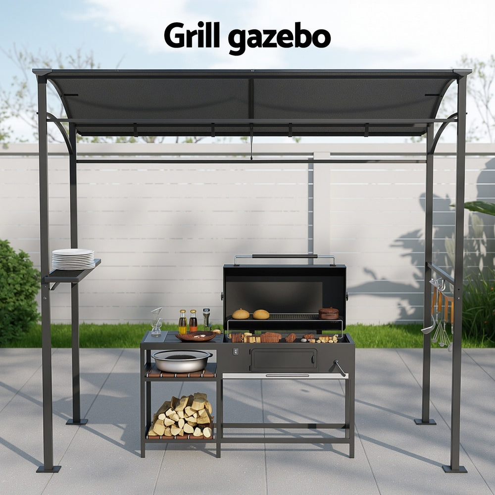 Instahut Outdoor Grill Gazebo BBQ Marquee Grey