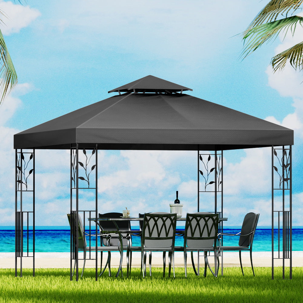 Iron Art Gazebo 3m x 3m Outdoor Marquee Party Event Tent Grey
