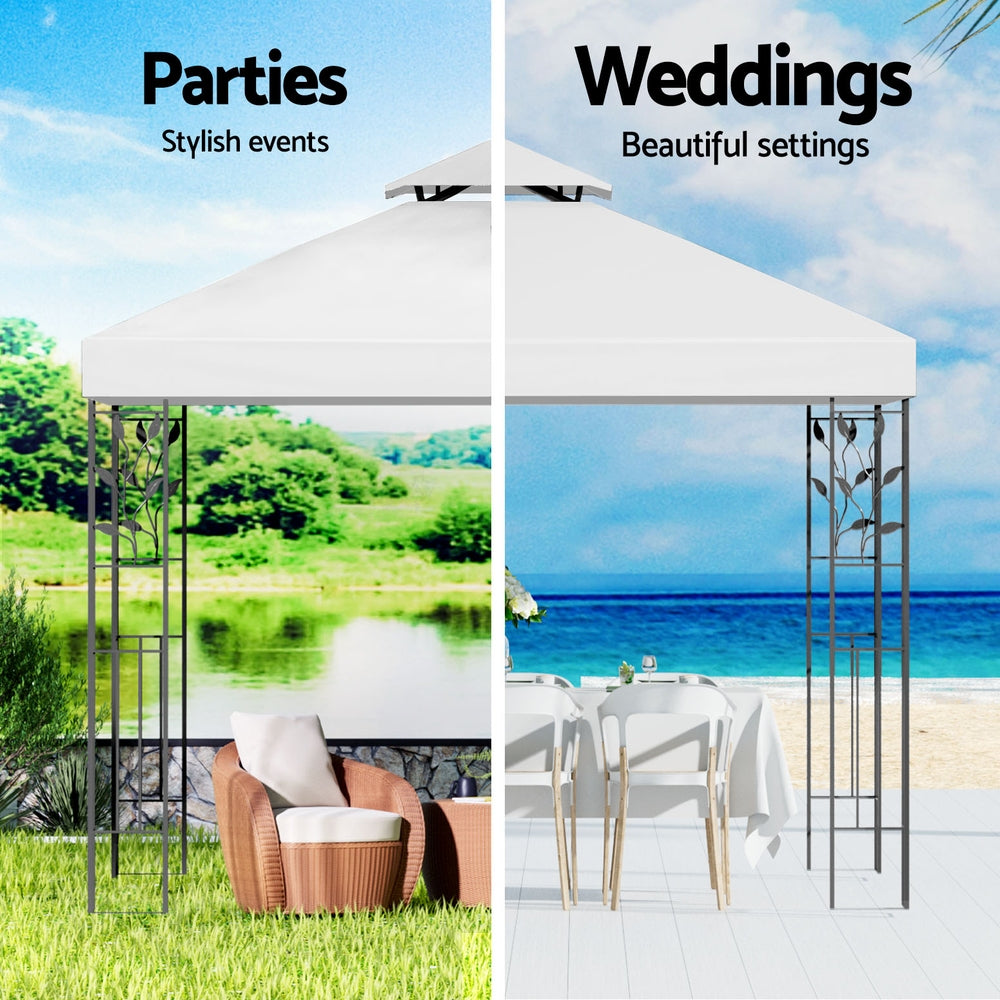Instahut 3x3m Iron Art Gazebo Wedding Party Tent White
