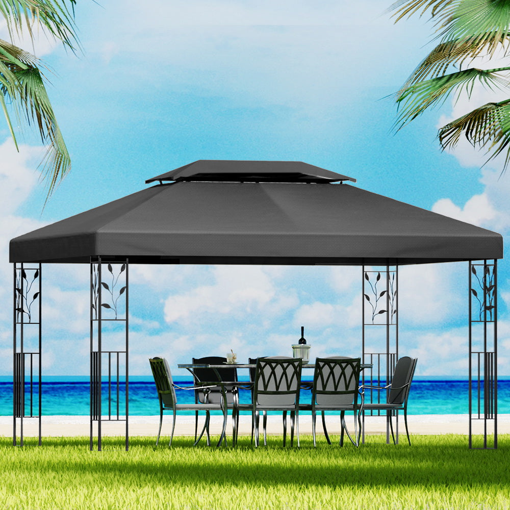 Instahut 4x3m Iron Art Gazebo Outdoor Marquee Tent Grey