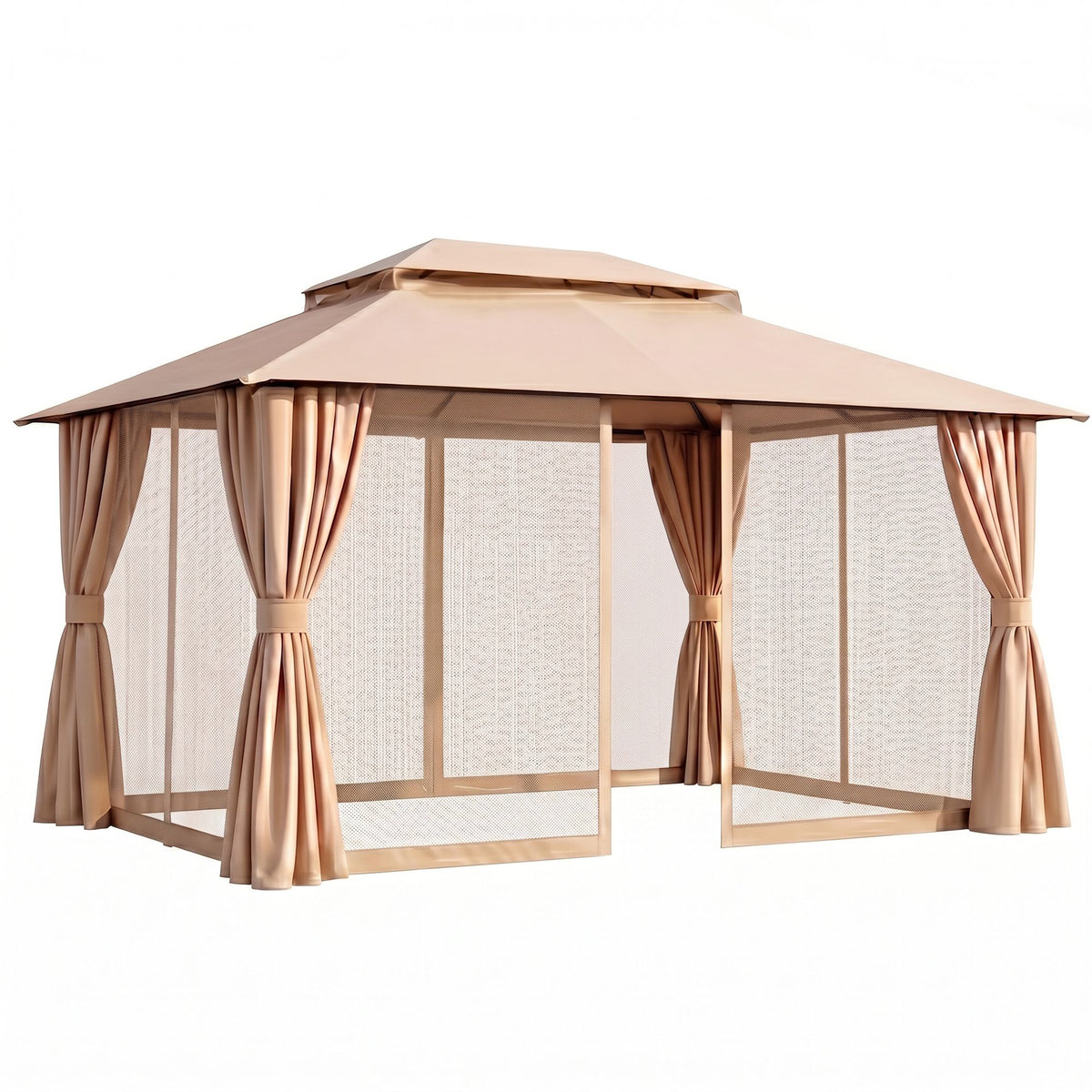Instahut 3x4m Gazebo Outdoor Canopy with Curtains Beige