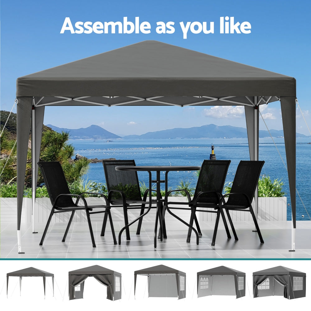 Instahut 3x3m Pop Up Gazebo Folding Tent Grey