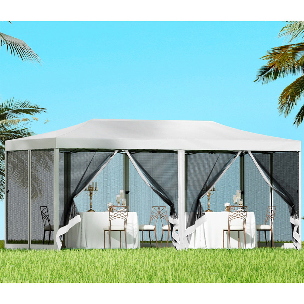 Instahut Pop Up Gazebo 3x6m Marquee Outdoor Shade Tent White