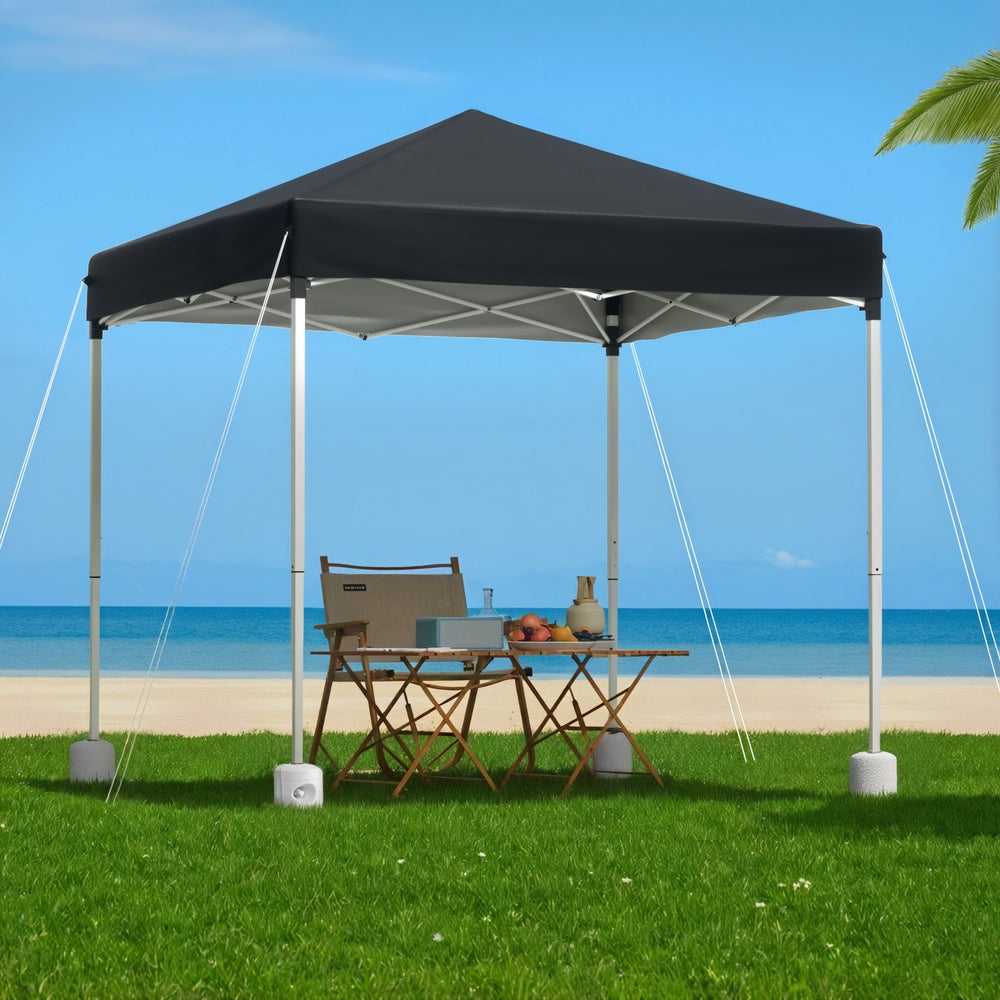 Instahut 2x2m Outdoor Gazebo Black Marquee Shade with Base Pods