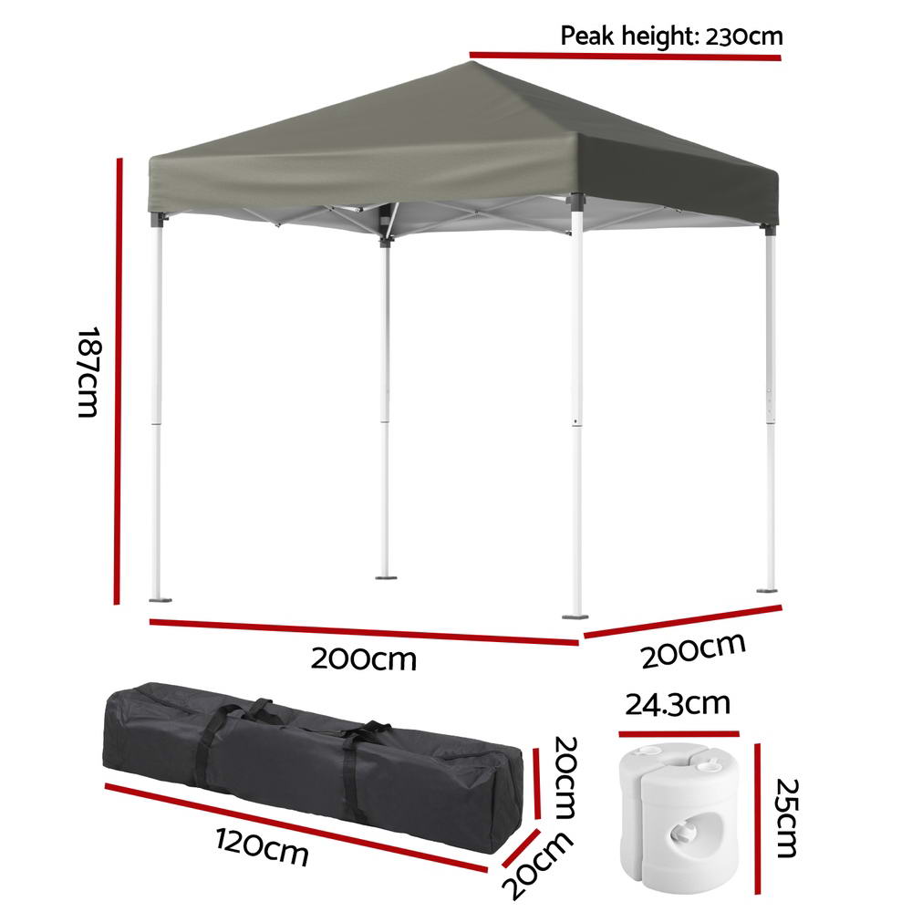 Instahut 2x2m Gazebo Outdoor Patio Marquee Shade Grey