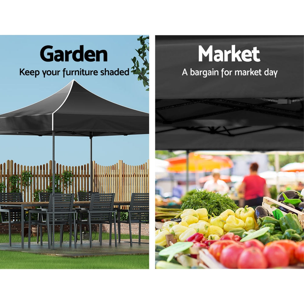 Instahut 3x3m Pop Up Gazebo Folding Tent Black