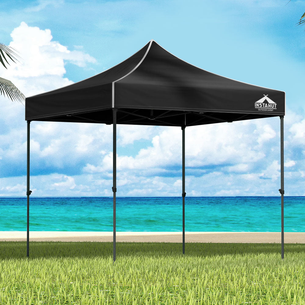 Instahut Pop Up Gazebo 3X3 Folding Marquee Outdoor Camping Black