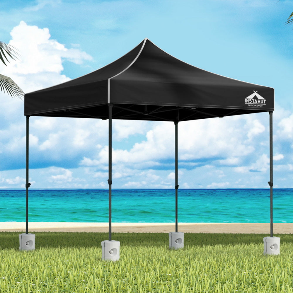 Instahut 3x3 Pop Up Gazebo Marquee Folding Wedding Tent Black