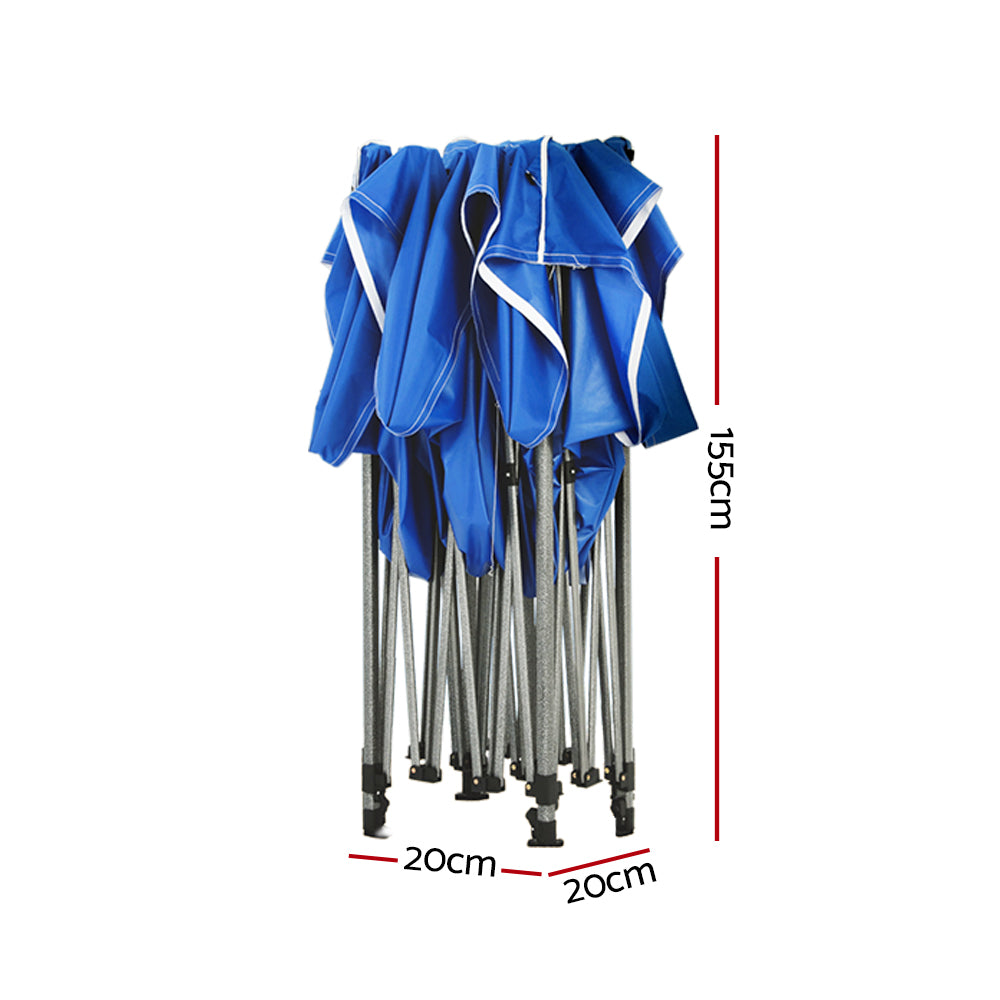 Instahut 3x3m Pop Up Gazebo Marquee Blue with Base Pods