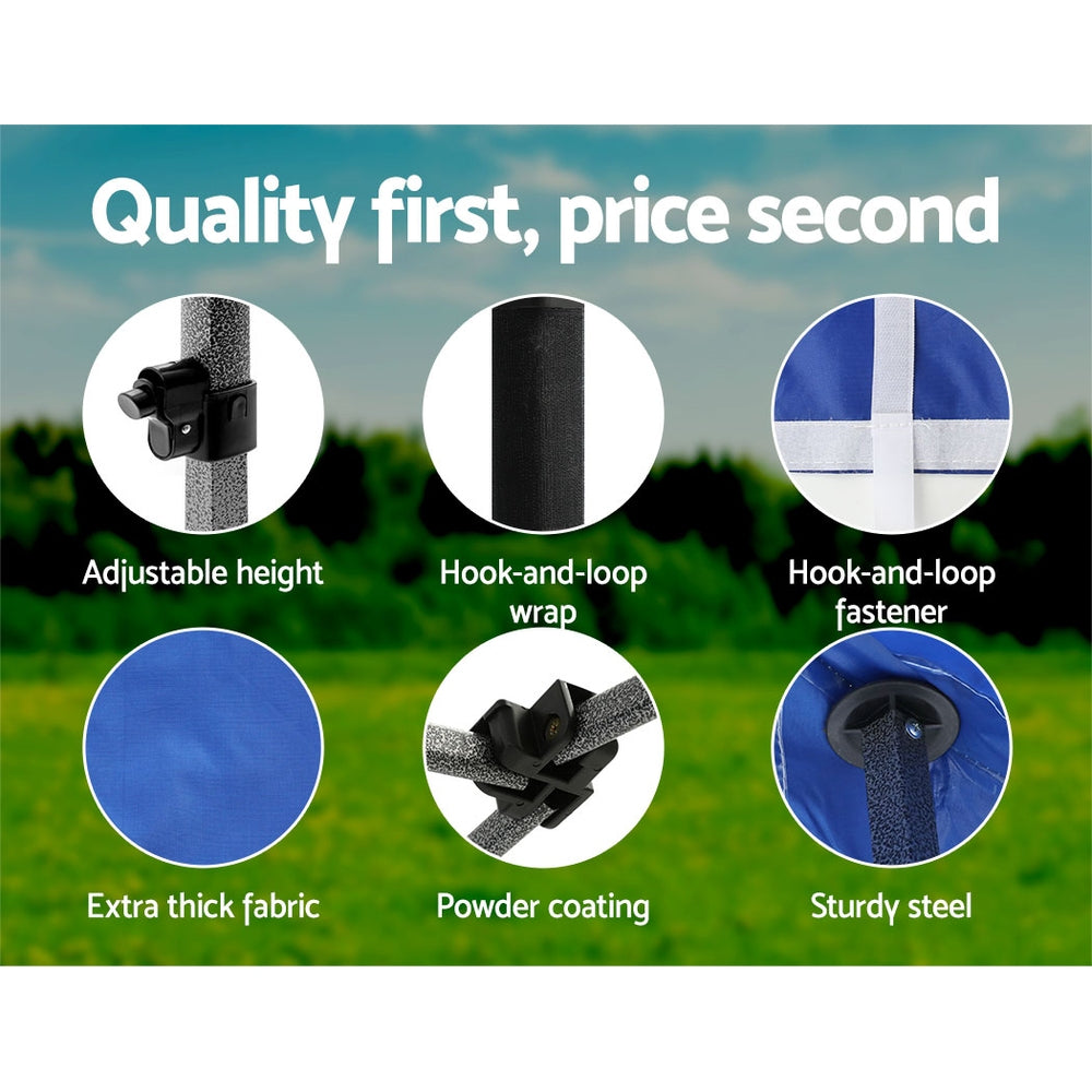 Instahut 3x3m Pop Up Gazebo Marquee Blue with Base Pods