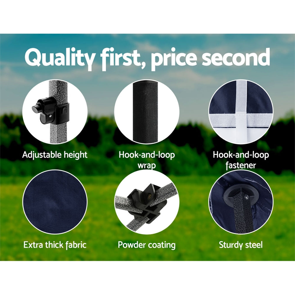 Instahut 3x3m Pop Up Gazebo Marquee Navy with Base Pods