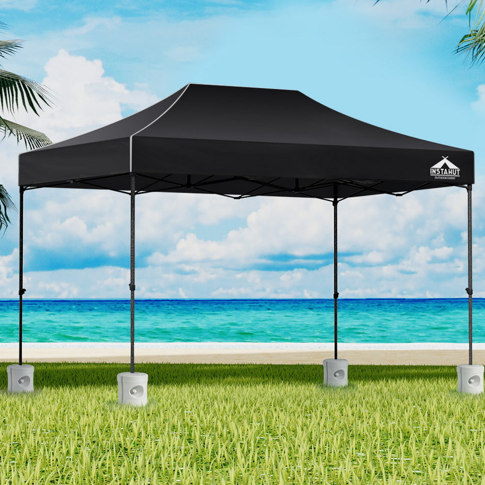 Instahut 3x4.5 Pop Up Gazebo Marquee Folding Black
