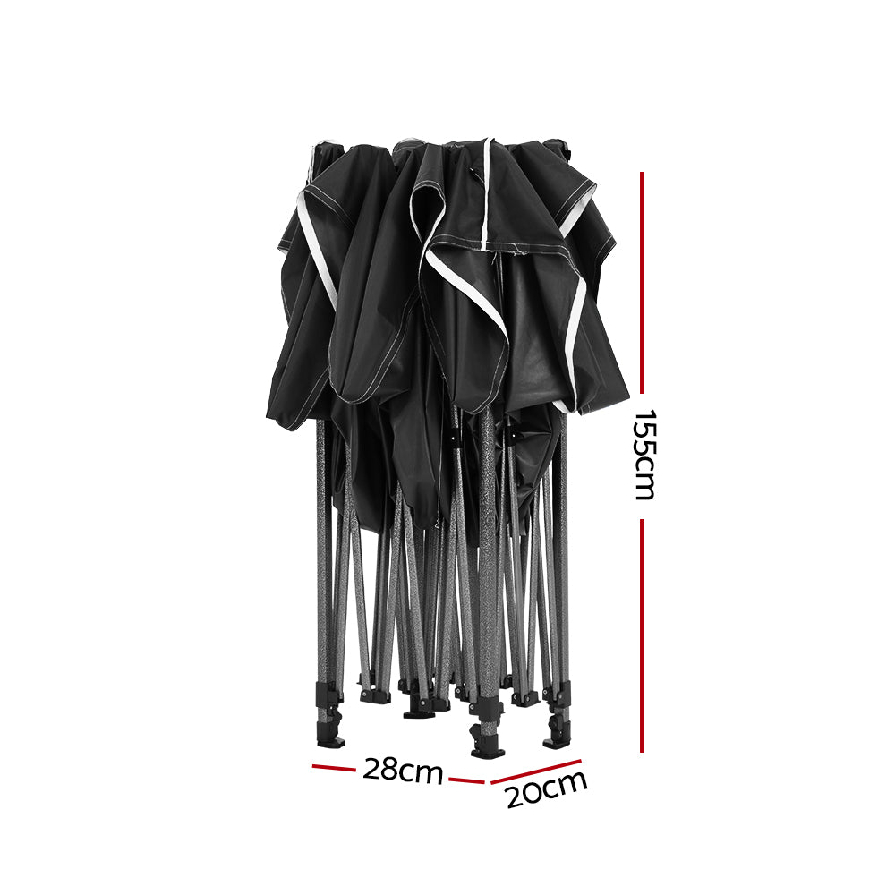 Instahut 3x4.5 Pop Up Gazebo Marquee 500D Wedding Tent Black