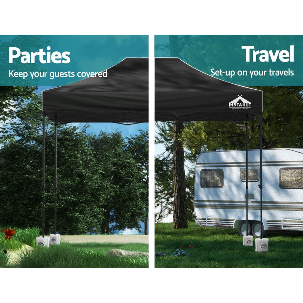 Instahut 3x4.5 Pop Up Gazebo Marquee 500D Wedding Tent Black