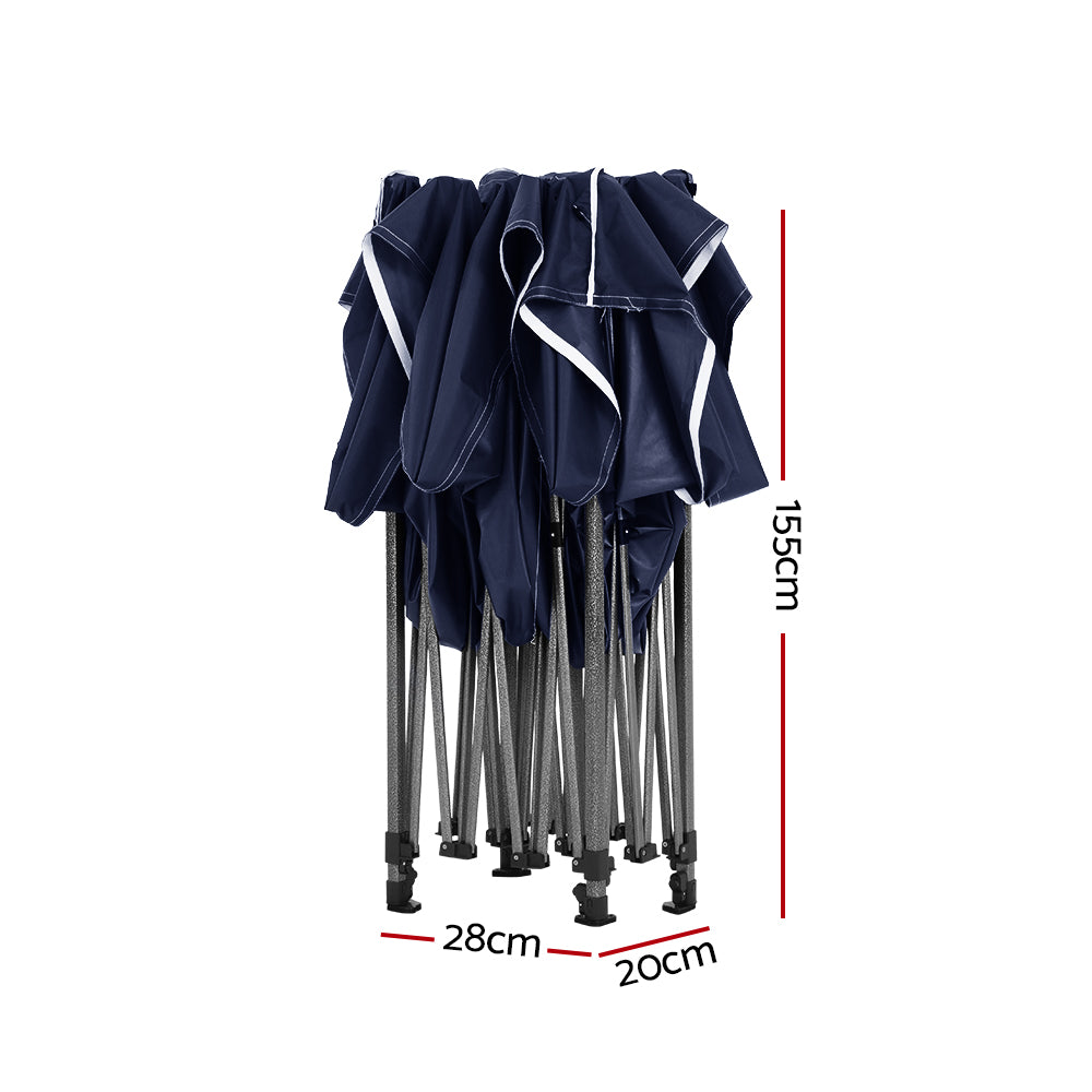 Instahut 3x4.5m Pop Up Gazebo Folding Tent 500D Oxford Navy