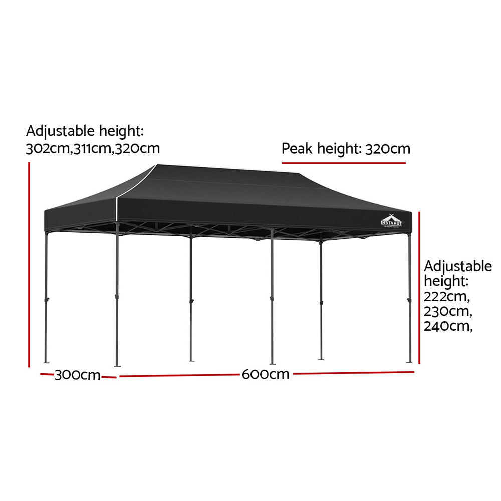 Instahut 3x6 Pop Up Gazebo Marquee 500D Black