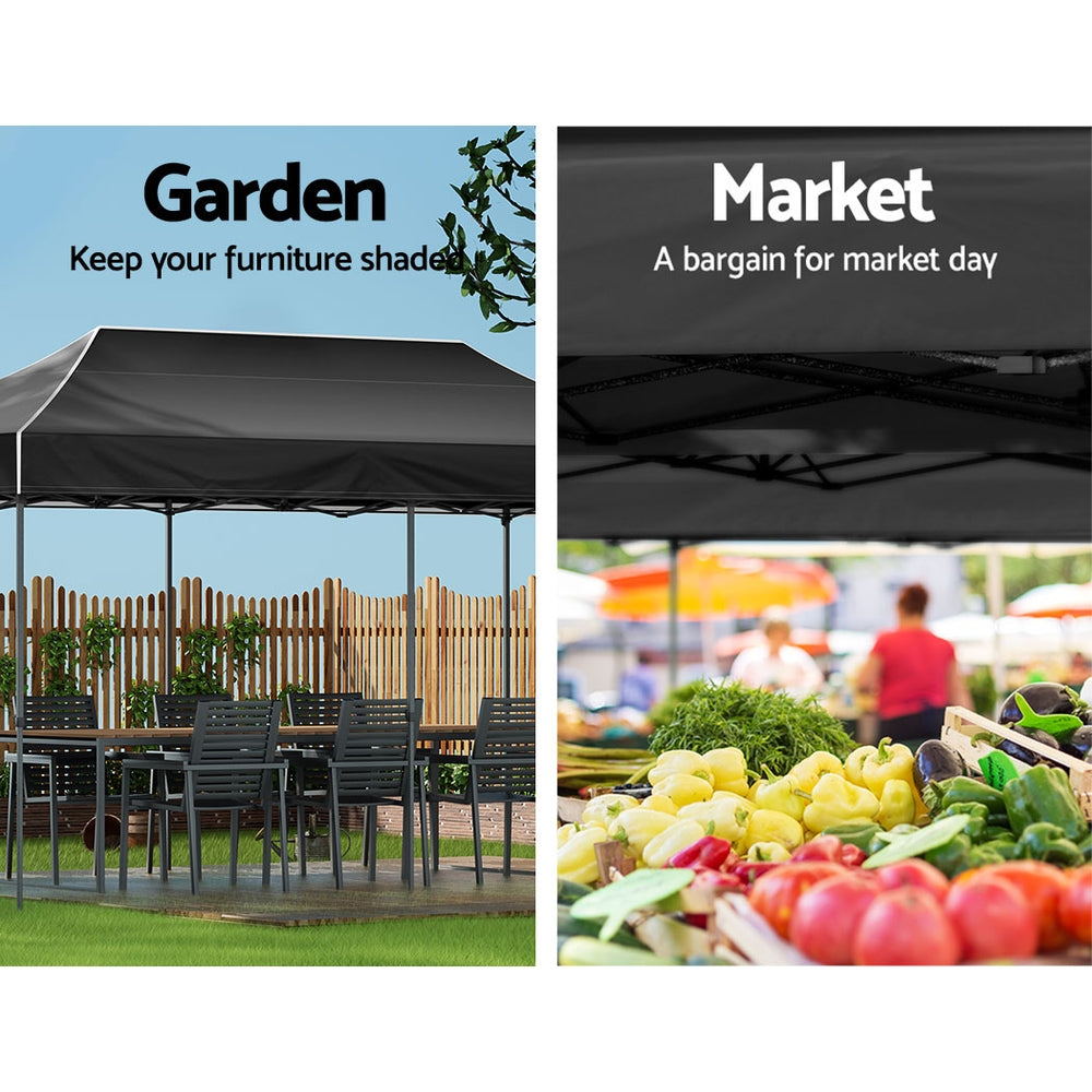 Instahut 3x6 Pop Up Gazebo Marquee 500D Black
