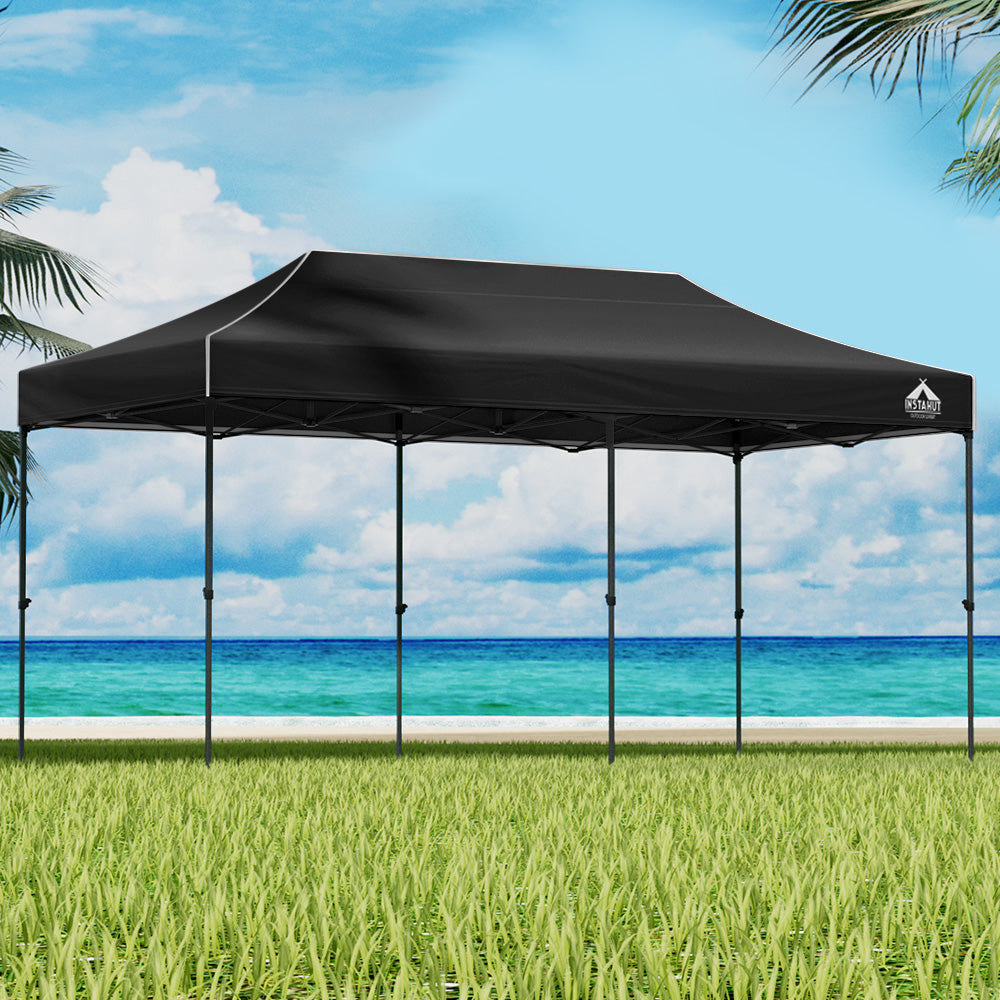 Instahut Pop Up Gazebo Marquee 3x6 Folding Tent Black