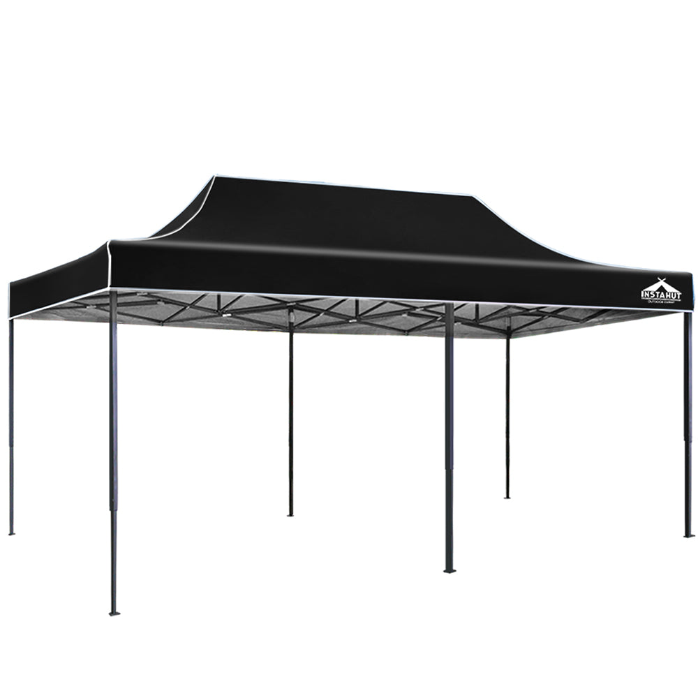 Instahut 3x6 Pop Up Gazebo Marquee 500D Black with Base Pods