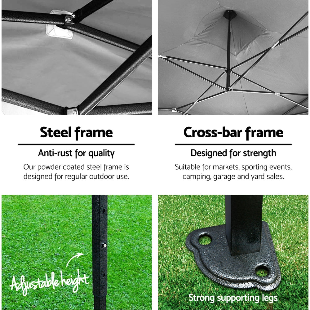 Instahut 3x6 Pop Up Gazebo Marquee 500D Black with Base Pods