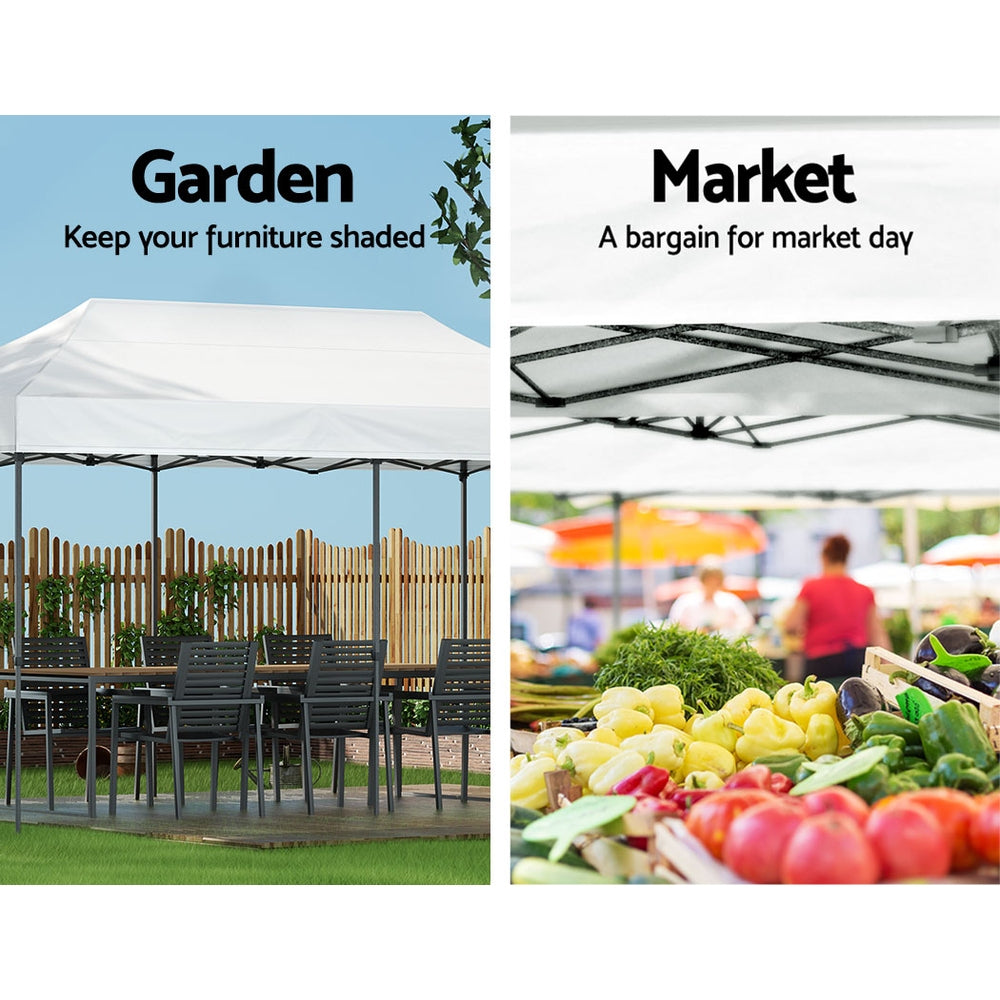 Instahut 3x6 Pop Up Gazebo Marquee 500D Oxford White