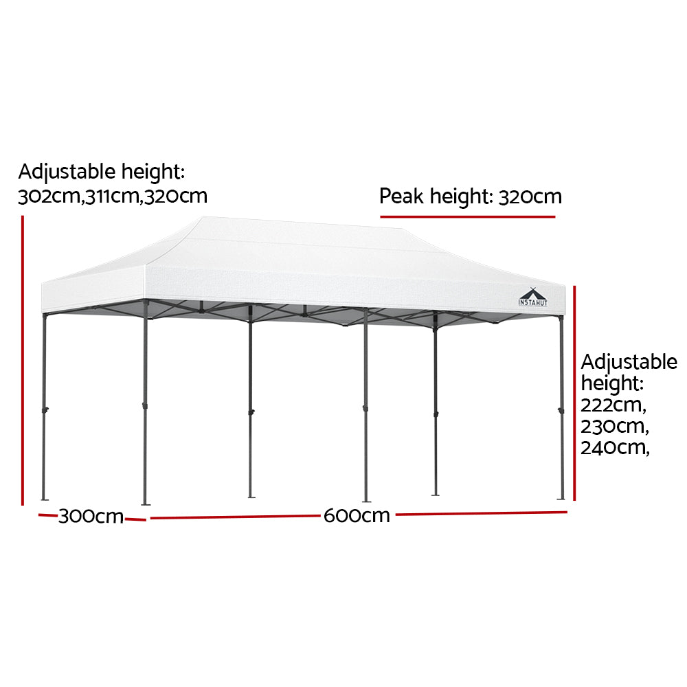 Instahut 3x6 Pop Up Gazebo Marquee 500D Wedding Tent White