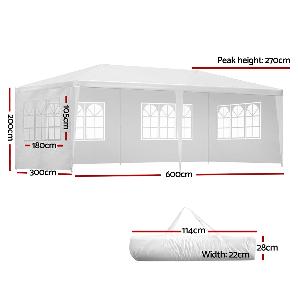 Instahut 3x6m Gazebo Marquee Wedding Party Tent White