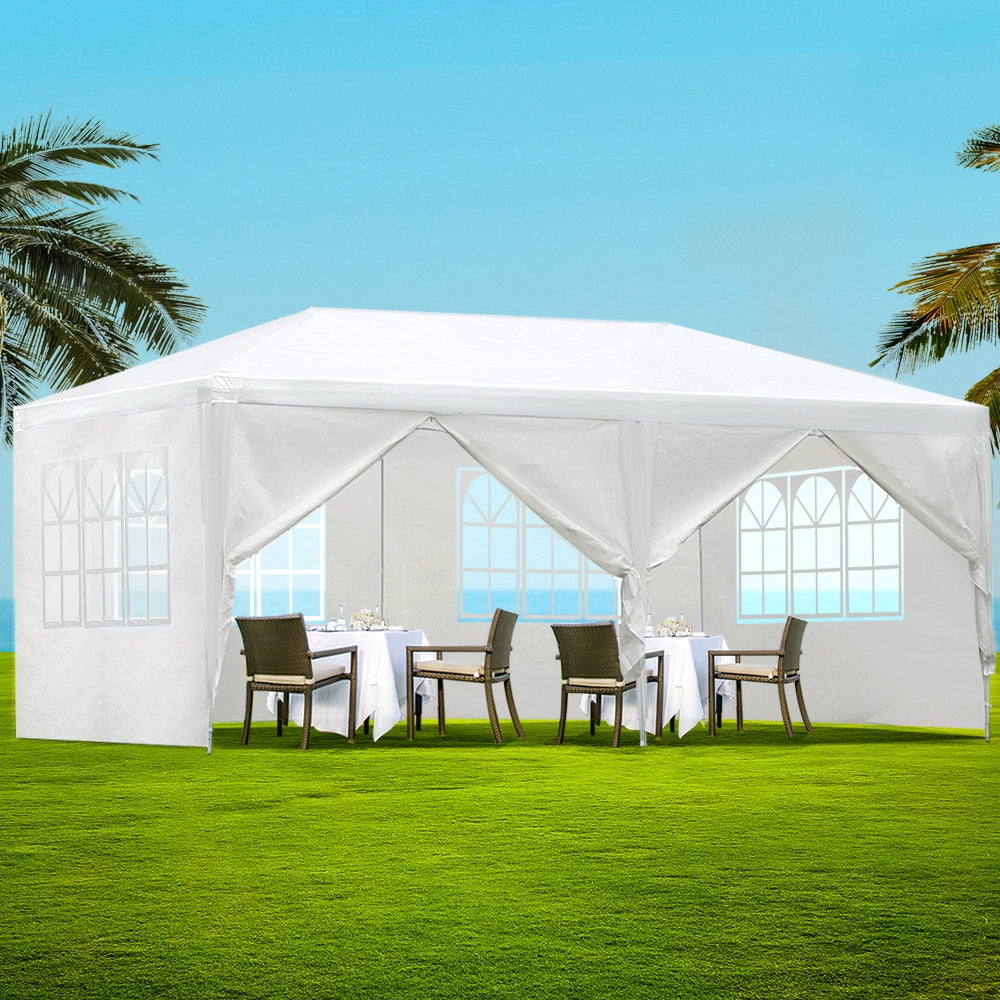 Instahut 3x6m Gazebo Wedding Party Tent Outdoor Canopy 6 Panel White