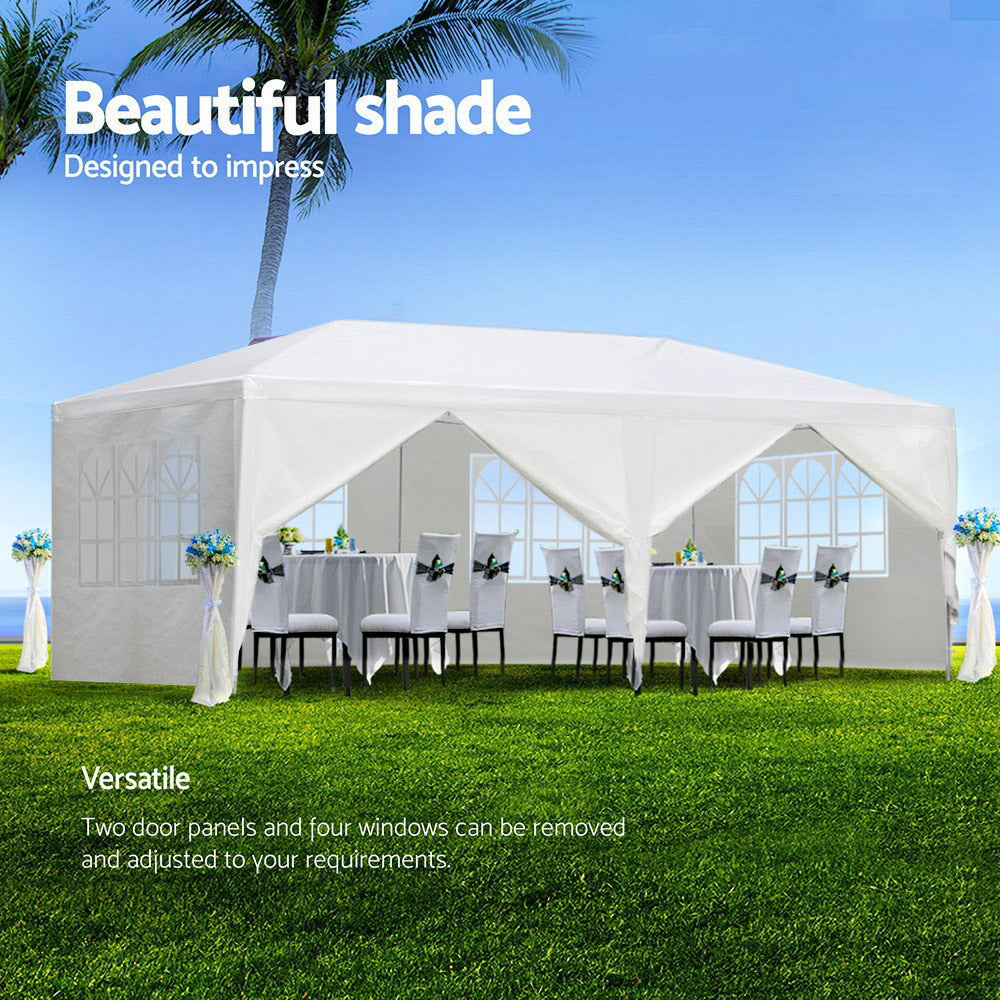 Instahut 3x6m Gazebo Wedding Party Tent Outdoor Canopy 6 Panel White