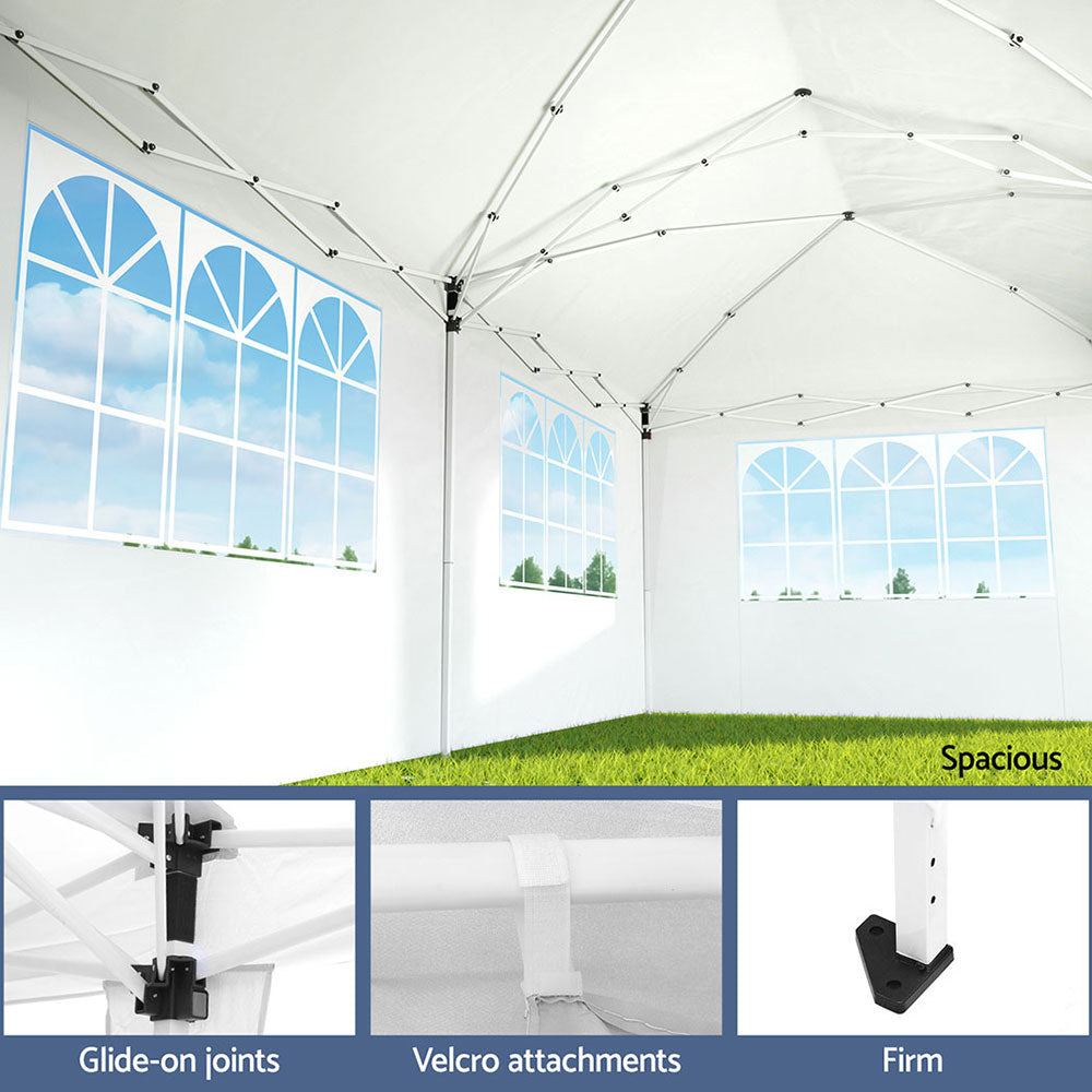 Instahut 3x6m Pop Up Gazebo Wedding Party Tent Canopy White