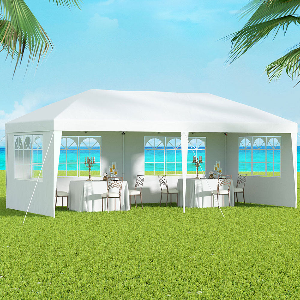 Instahut 3x6m Pop Up Gazebo Wedding Party Tent Canopy White