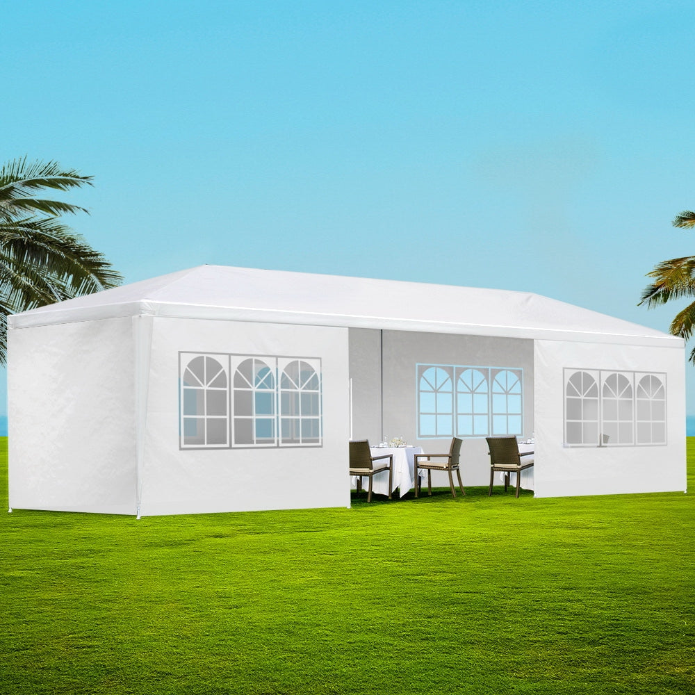 Instahut 3x9m Gazebo Marquee Party Tent with Side Walls White