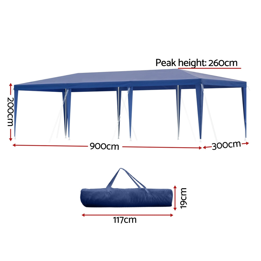 Instahut 3x9m Wedding Gazebo Marquee Tent Blue