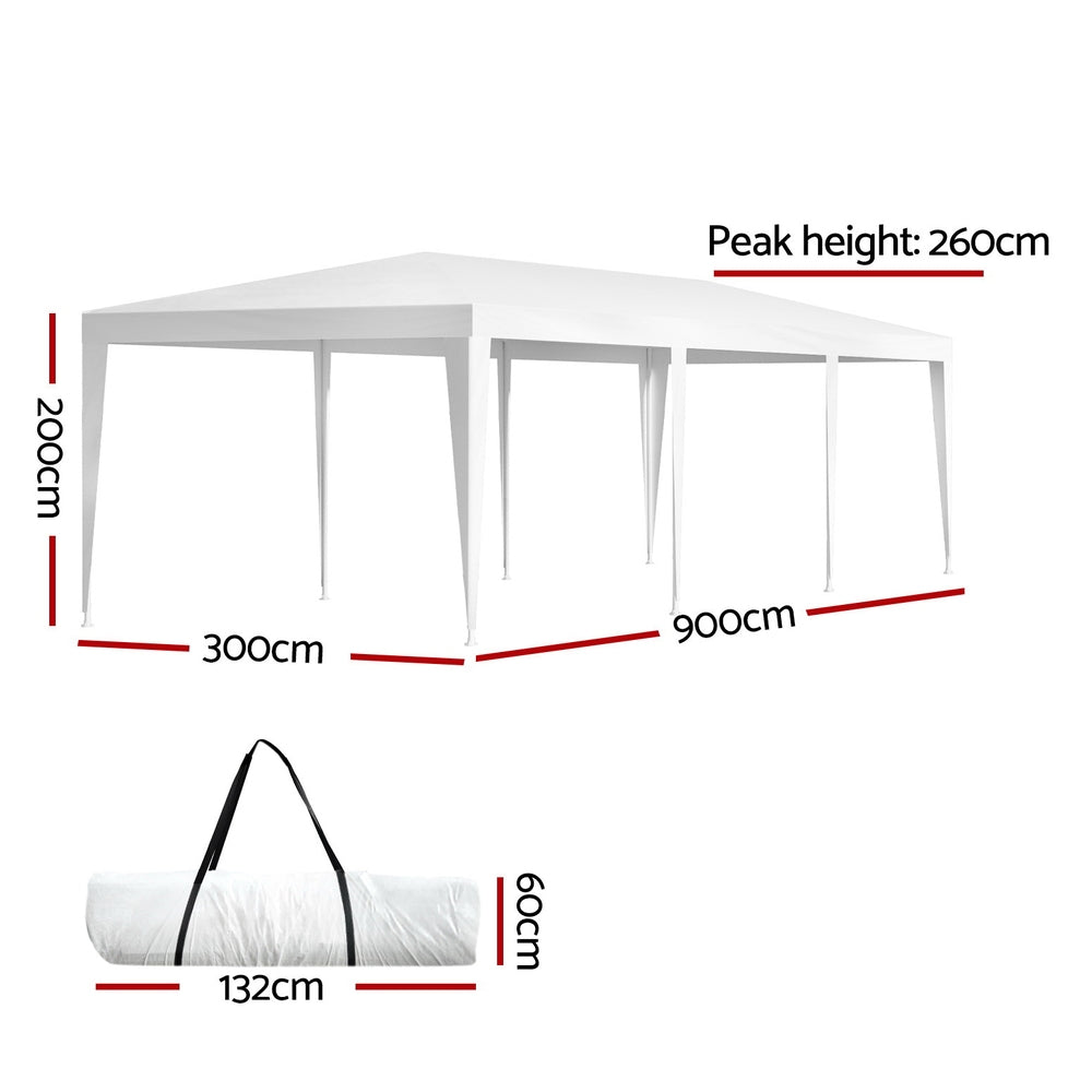 Instahut 3x9m Wedding Party Gazebo Marquee Tent Outdoor Shade White