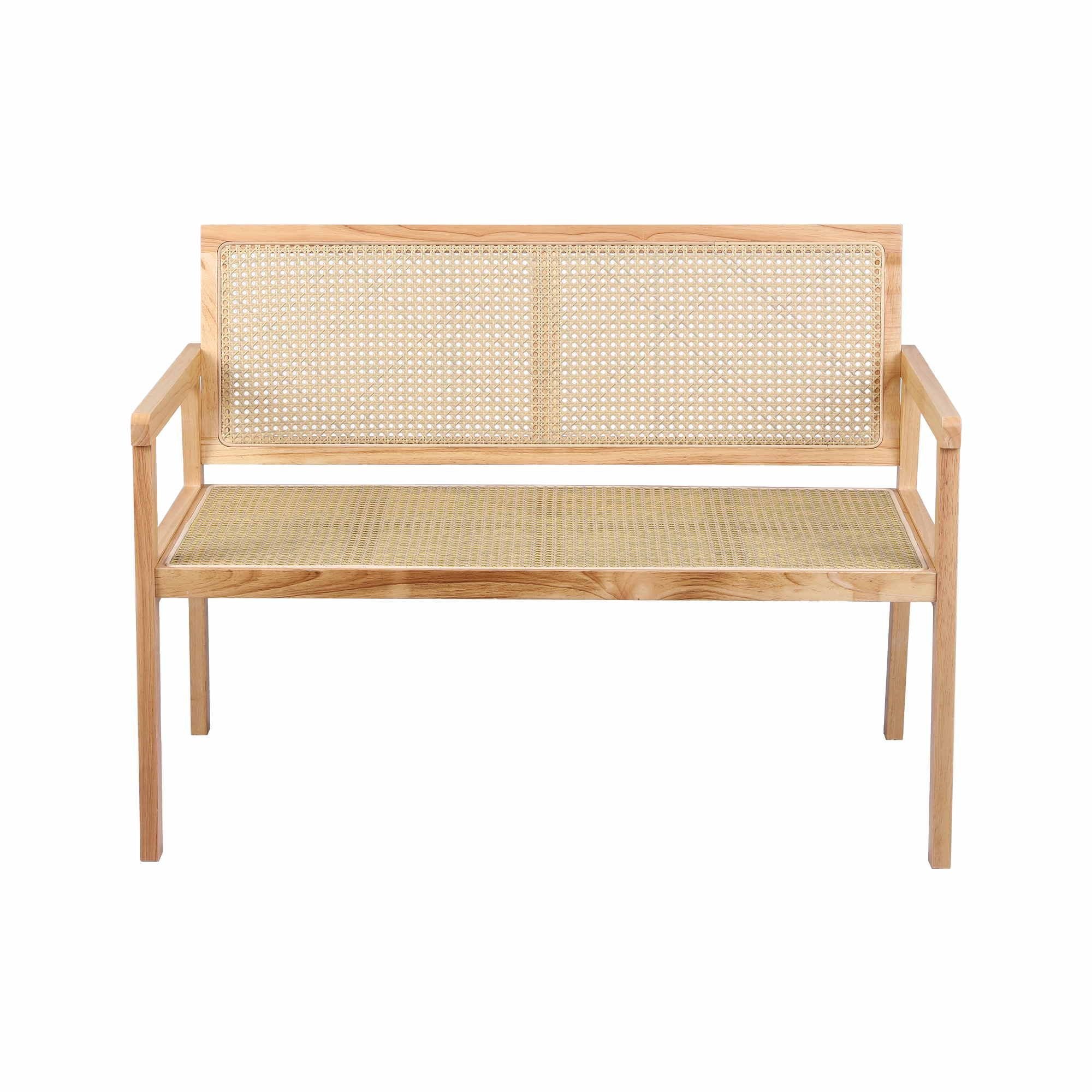 Gardeon Garden Bench Wooden Bench Outdoor PVC Woven Seat Backrest 107cm