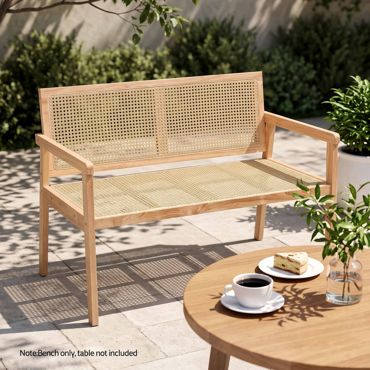 Gardeon Garden Bench Wooden Bench Outdoor PVC Woven Seat Backrest 107cm