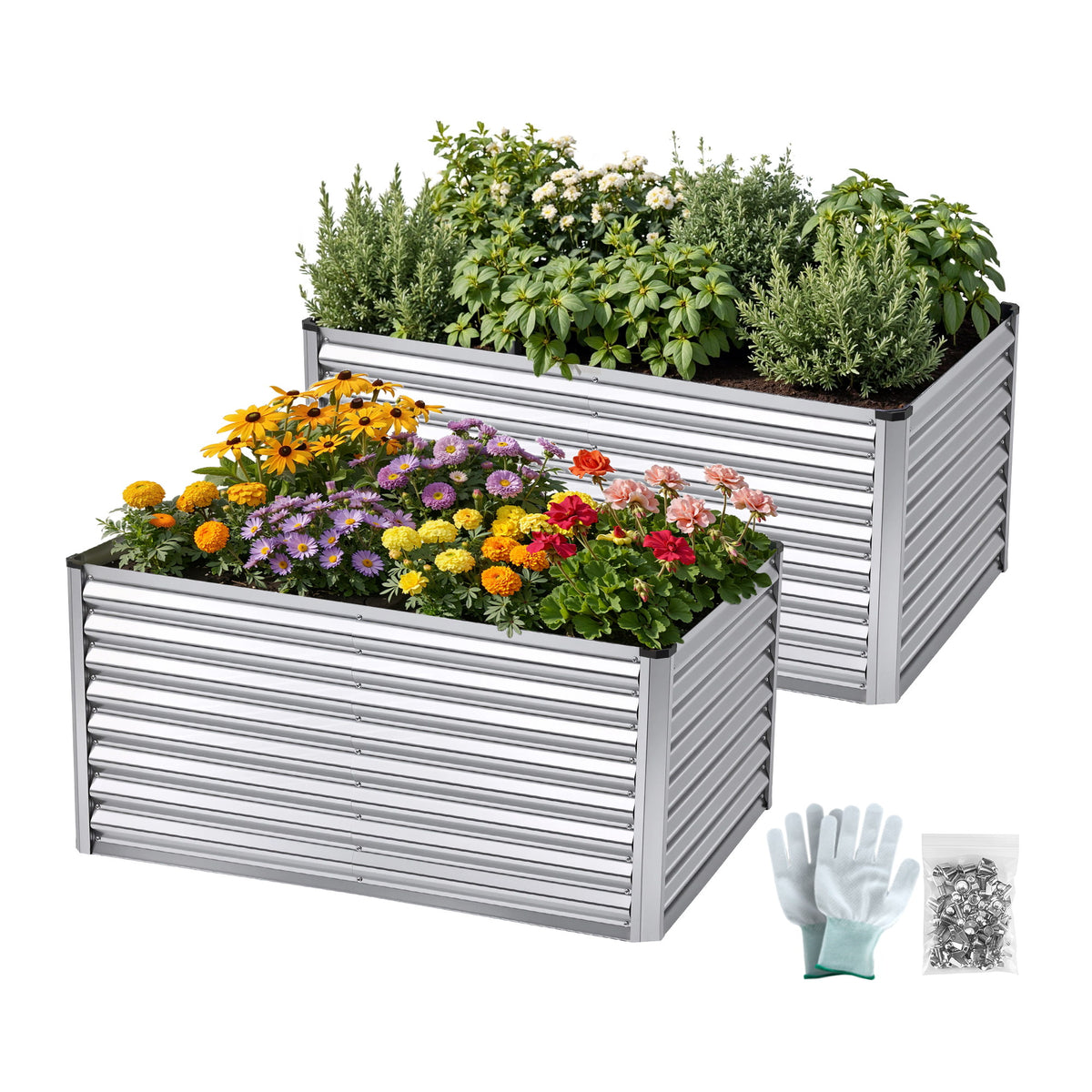 Green Fingers 2 in 1 Galvanised Raised Garden Bed 240x80x60cm