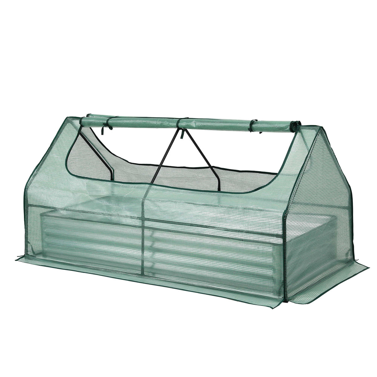 Green Fingers Raised Garden Bed with Greenhouse 3 in 1 Galvanised Kit