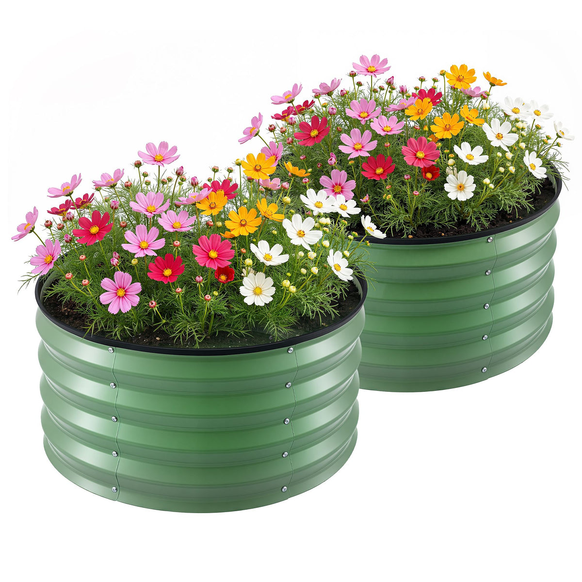 Green Fingers Round Raised Garden Bed 2 Pack 60cm Green