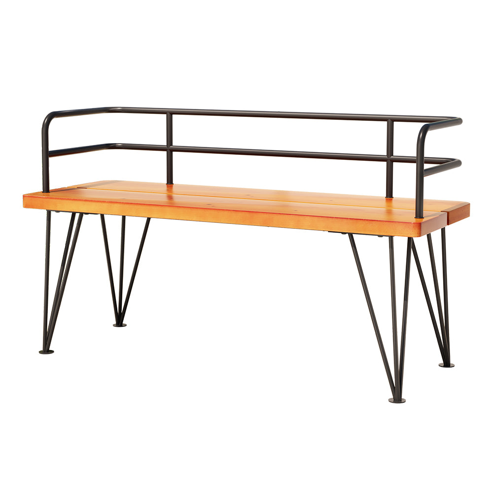 Gardeon 122cm Wooden Steel 3-Seater Garden Bench Black & Teak