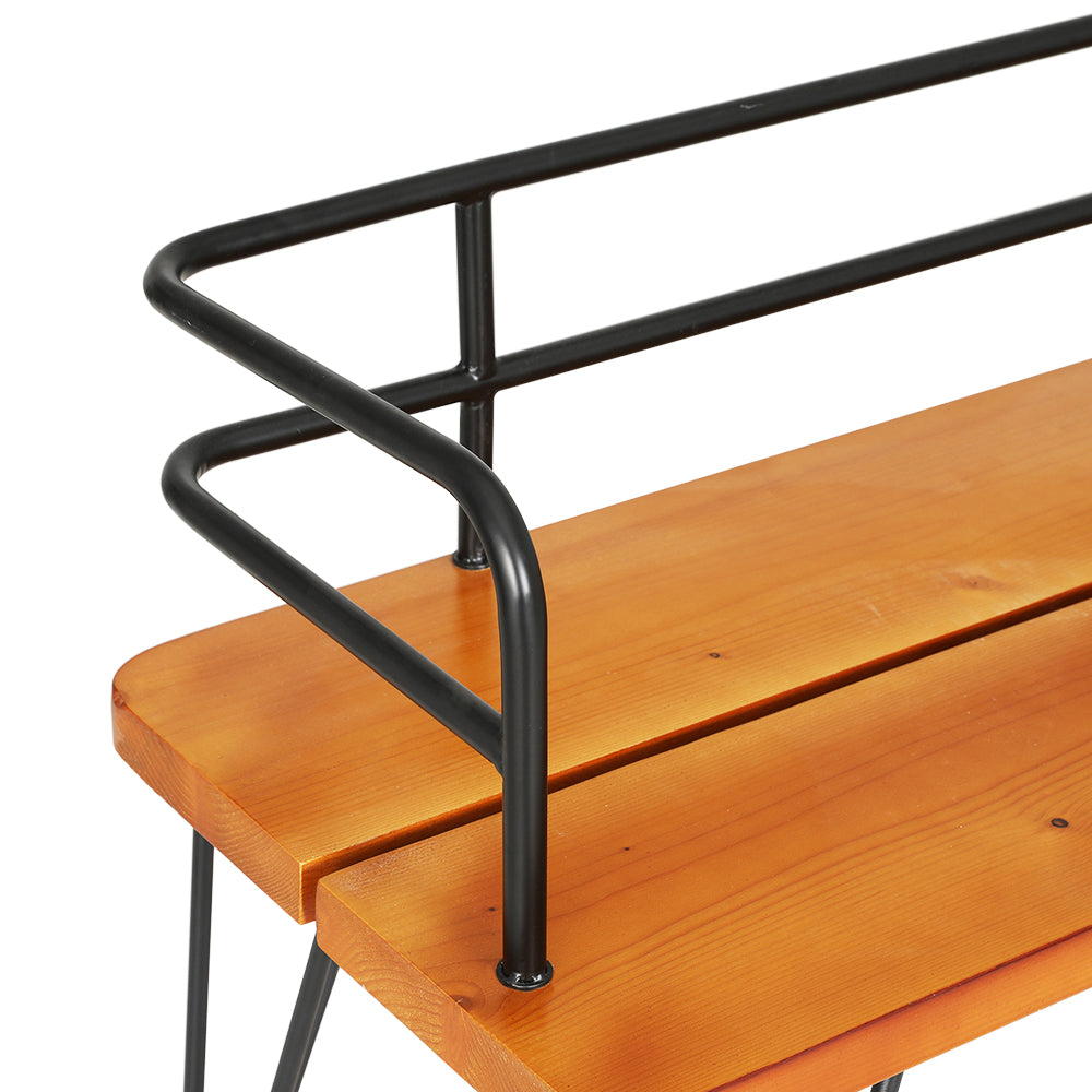 Gardeon 122cm Wooden Steel 3-Seater Garden Bench Black & Teak